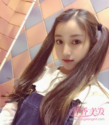 无刘海双扎 长发马尾辫发型