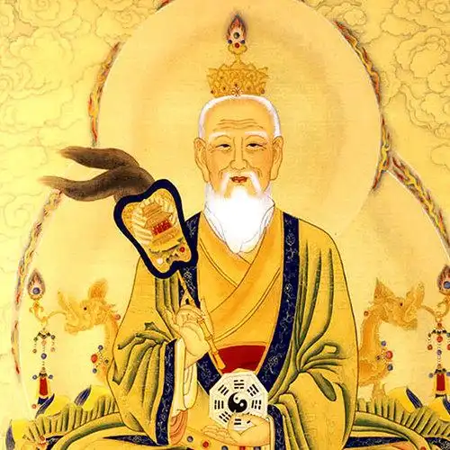 太上老君道德天尊画像挂画道教道家供奉神像画水陆画卷轴丝绸画