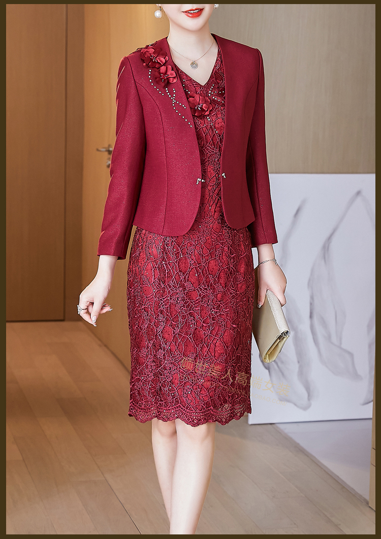 女儿结婚礼妈妈装喜婆婆婚宴时尚高档礼服两件套服新款新娘母亲婚套