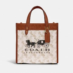 coach蔻驰field系列复古马车花手提包c8456