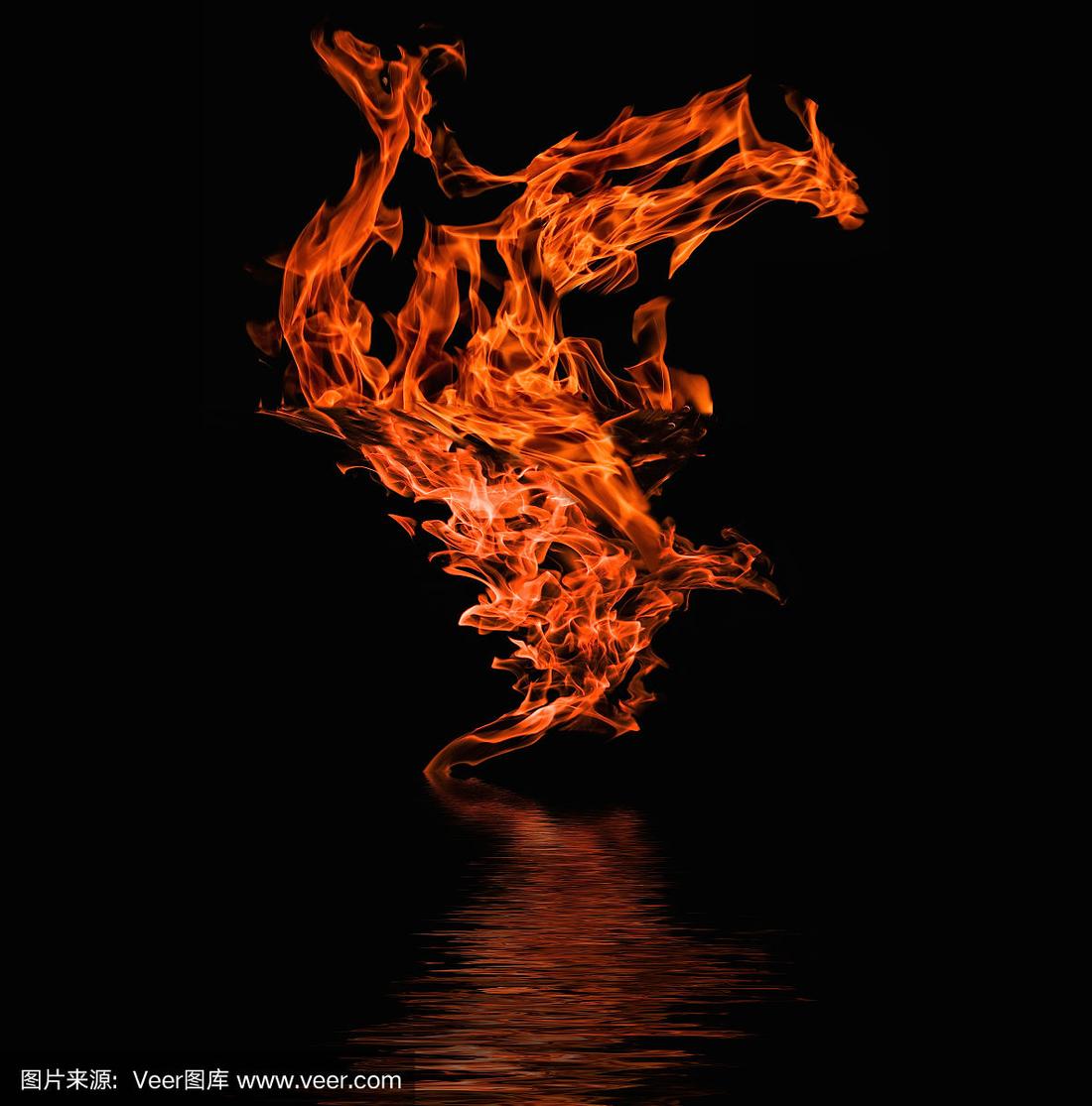 熊熊火焰,红色火焰,黑色背景