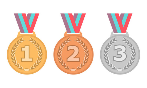 金牌图标.银牌图标.铜牌图标.一套奖牌.向量集.