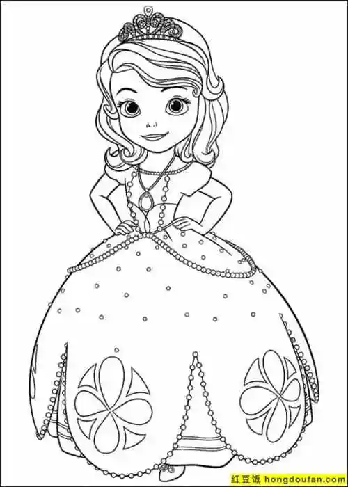 子们最喜欢的索菲亚公主涂色图片免费下载-红豆饭小学生简笔画大全