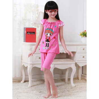 7夏季8女童短袖短裤睡衣套装10儿童装6小女孩9衣服夏装4-11岁夏天 双