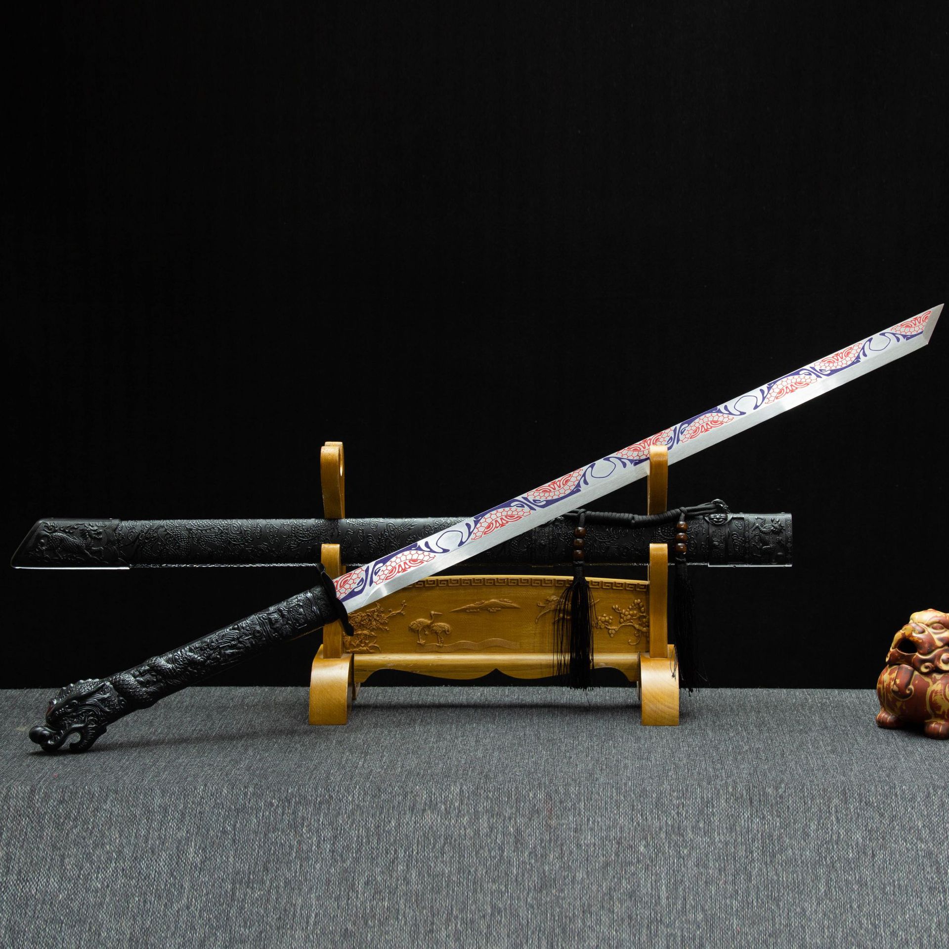 龙泉市刀剑高锰钢龙头唐横刀手工锻打清刀绣春刀宝剑冷兵器未开刃