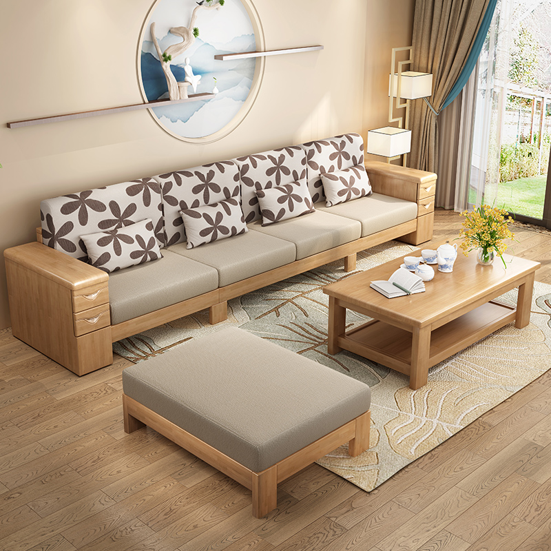 塞纳左居senazuoju沙发中式实木转角沙发宜家冬夏两用实木沙发现代