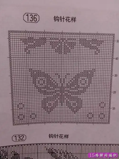各种鸟类,蝴蝶的钩针网格图案图解