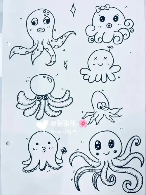 简笔画「章鱼🐙🐙🐙🐙」