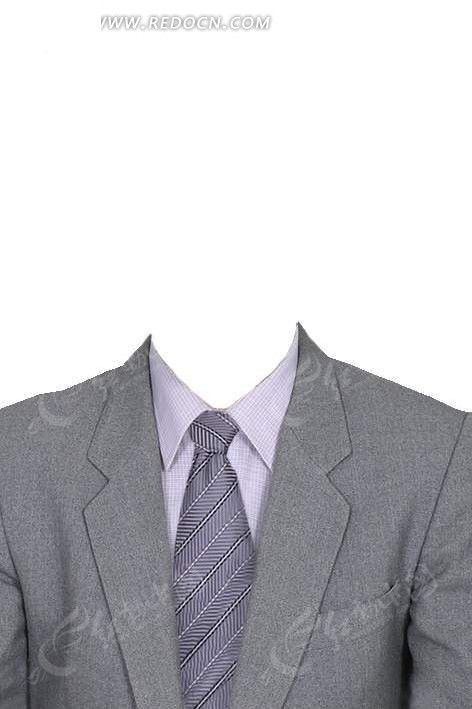 灰色西服浅灰条纹领带换脸模板