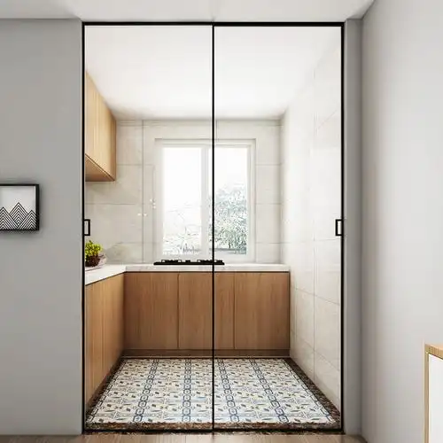 森美居卫生间铝镁合金推拉门玻璃阳台隔断门黑色窄边框衣柜推拉门