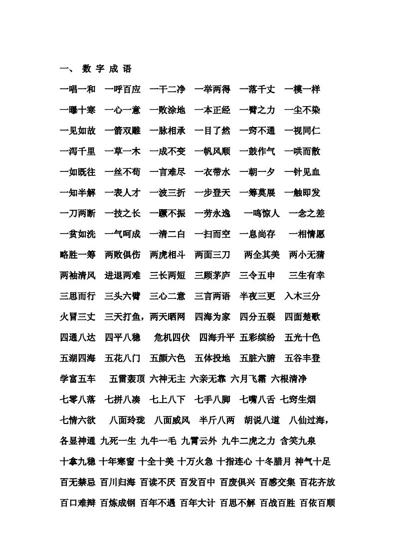 各类四字词语和成语总结doc36页