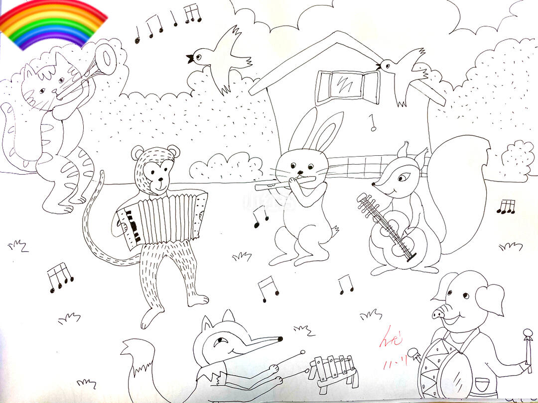 森林音乐会简笔画