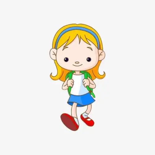 站着背书包上学的小女孩