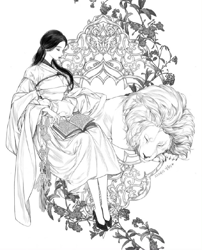 复古华丽的角色线稿 动漫插画参考 206403u93u