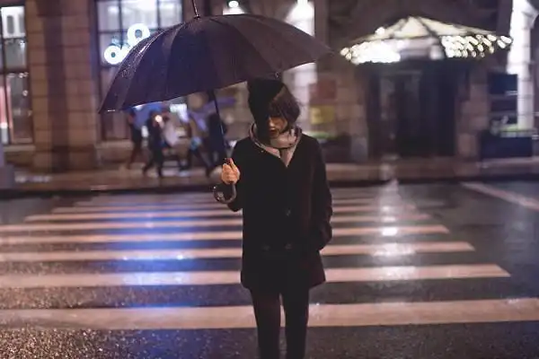 下雨天撑伞的唯美意境女生图片