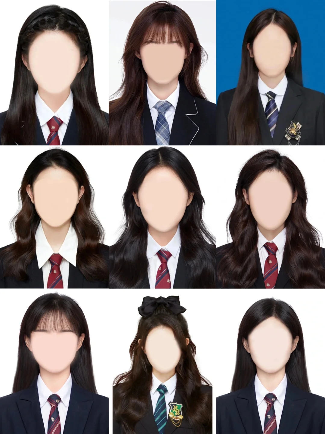 黑色衣服女生证件照模版自取帮修