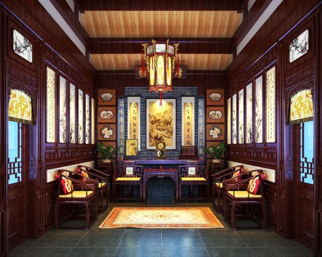 观塘别墅古典中式装修设计案例赏析