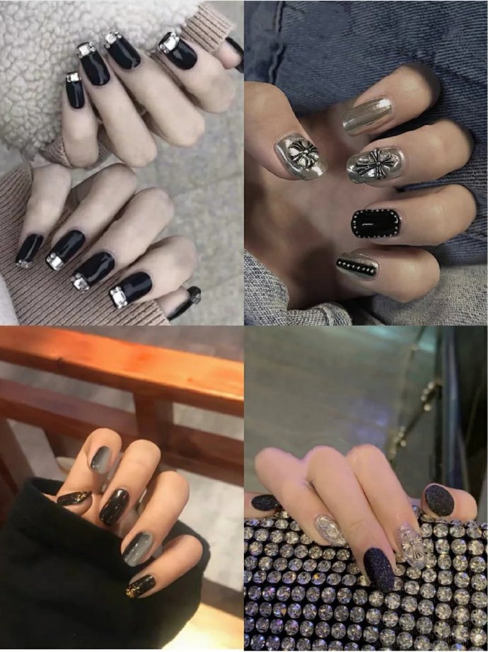 酷girl 必看黑色美甲,独特好看,个性到爆939393#美甲