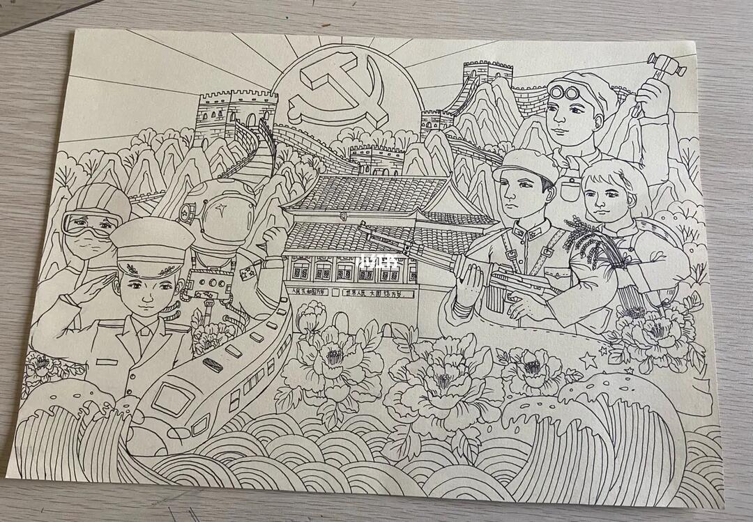 建党主题绘画线稿建党主题