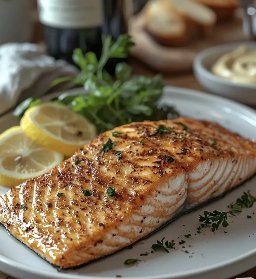 异国风味:香煎三文鱼配柠檬黄油酱