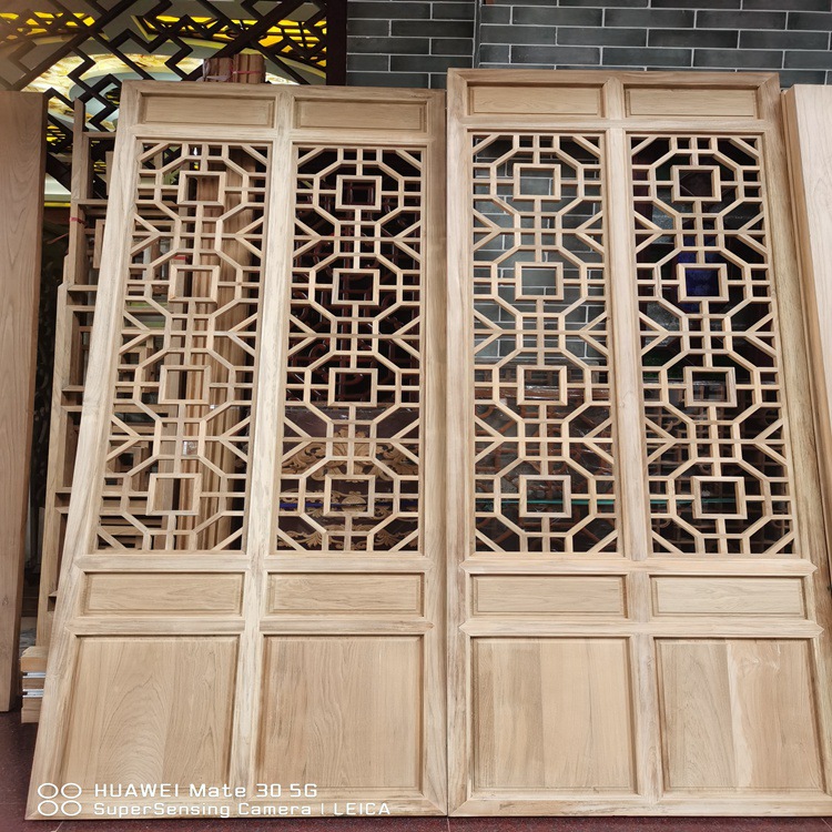 东阳新中式仿古门窗实木花格屏风古建镂空屏风隔断室内外庭院门