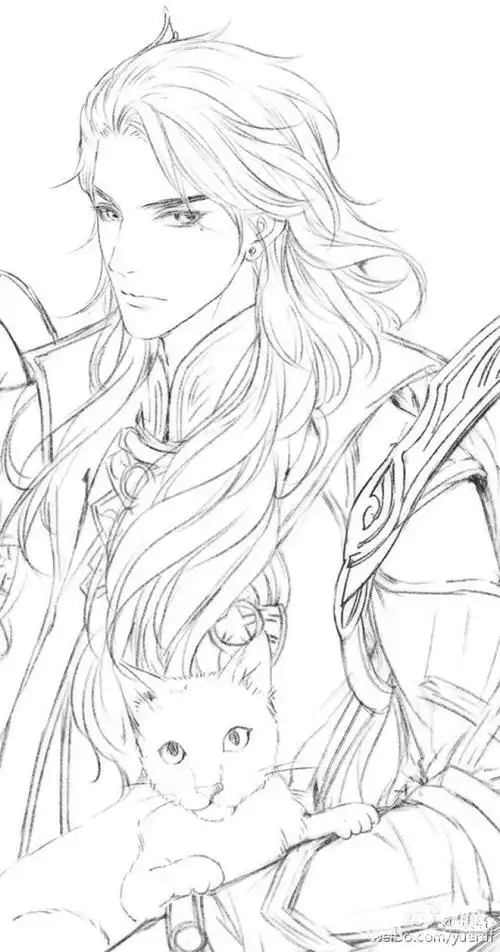 动漫素描画图片铅笔画男生