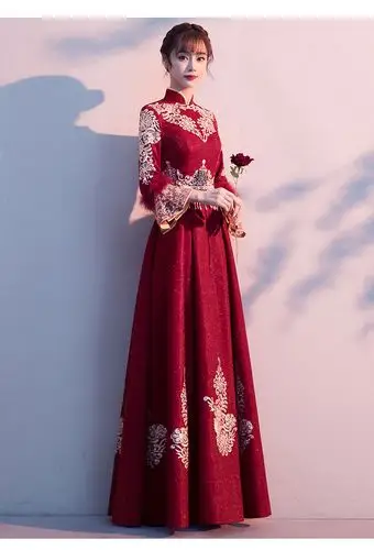 服新娘礼服嫁衣加厚冬季中式秀禾服新娘出门礼服红色敬酒服结婚礼服
