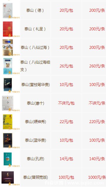 2022年最新泰山香烟价格表和图片一览表大全10元到100元不等