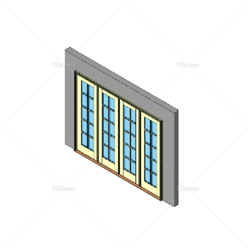 木质玻璃平开门四扇