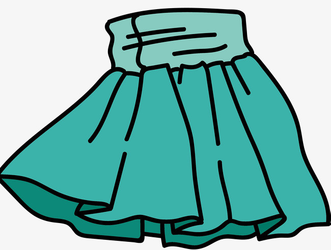 天蓝色卡通矢量百褶裙