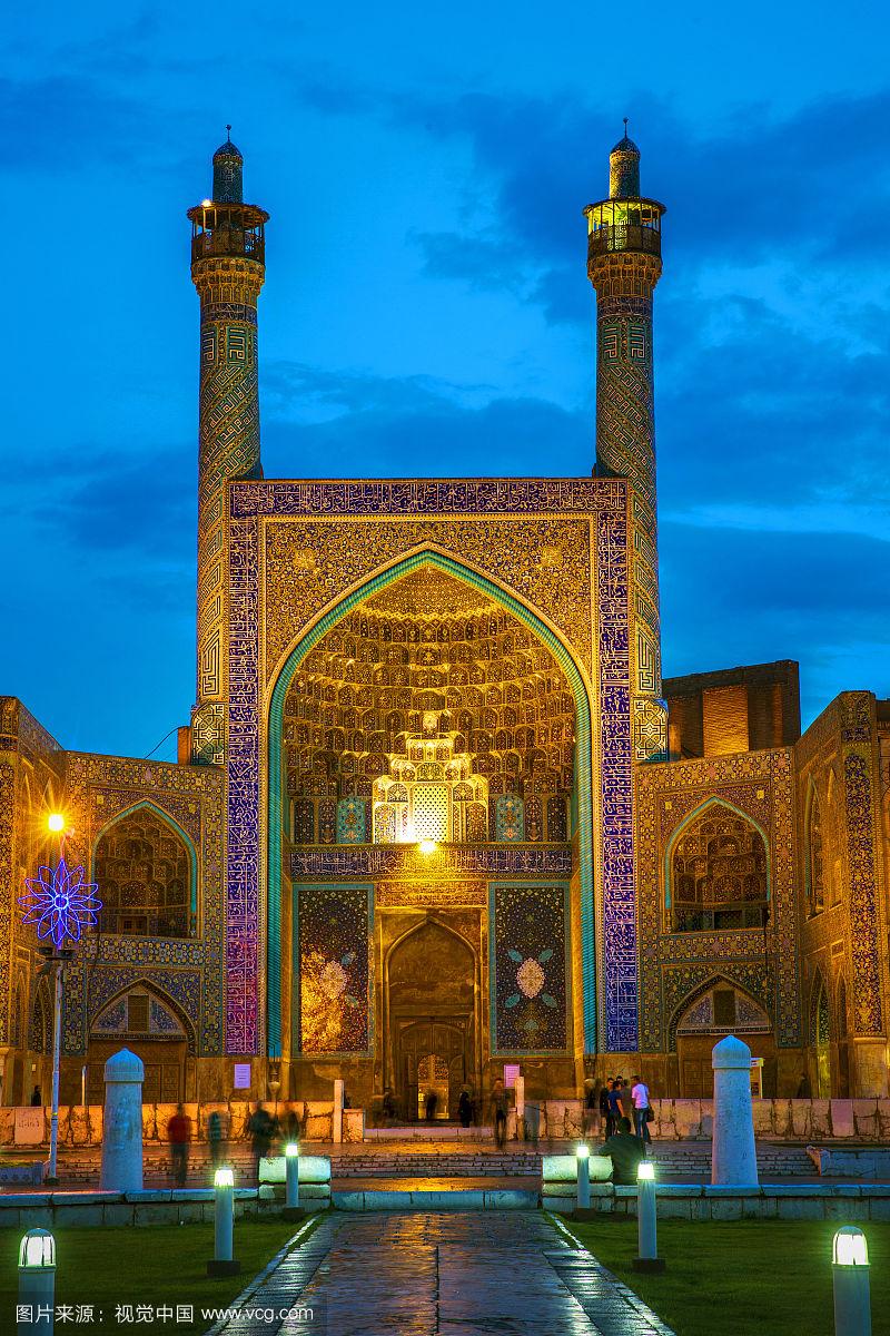 伊朗伊斯法罕市伊玛目清真寺夜景