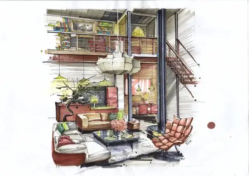 室内设计效果图马克笔手绘