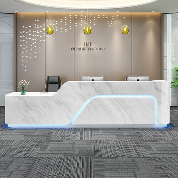 pujxy仿大理石纹路烤漆前台接待台公司前台宾馆咨询酒店迎宾服务台 2.