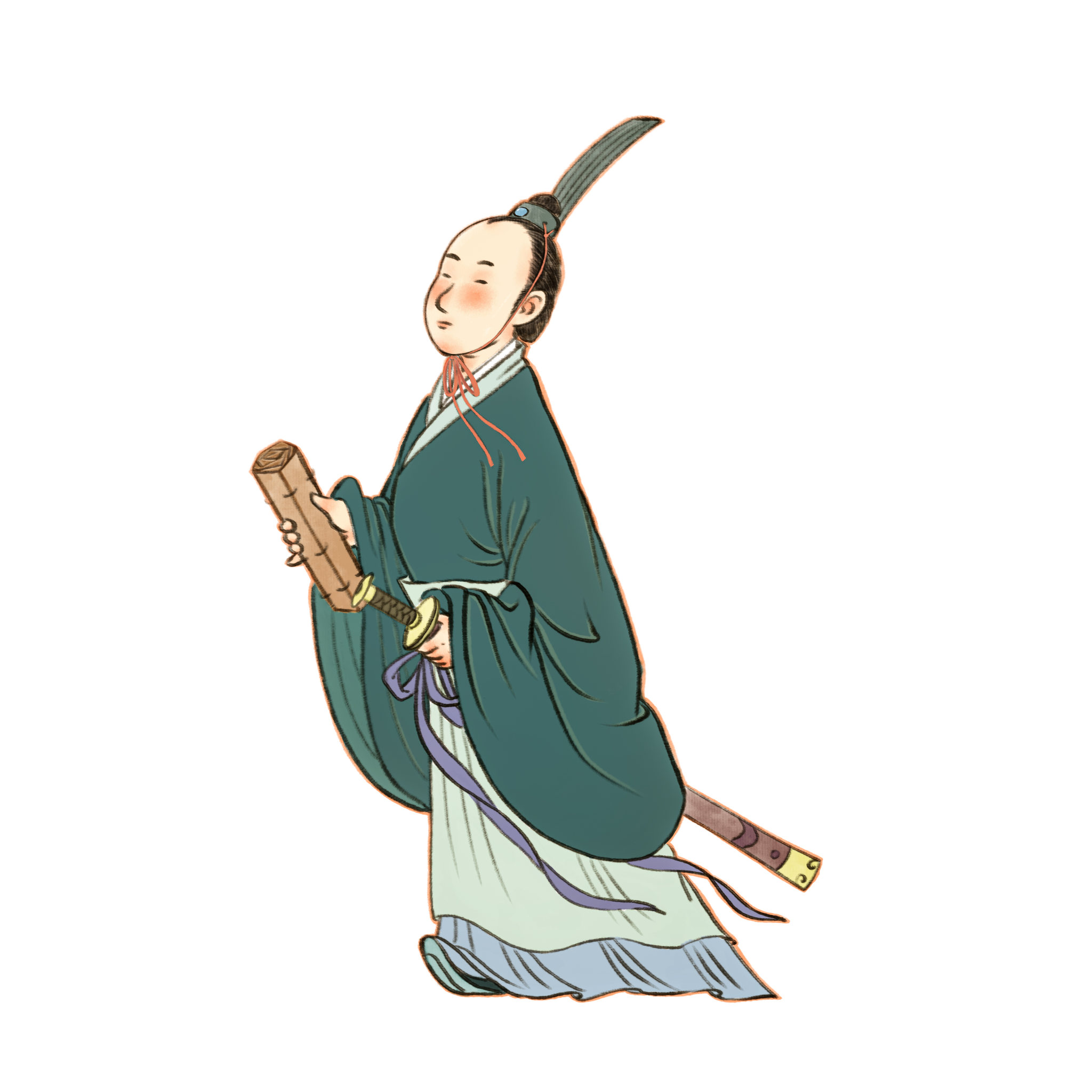 古代读书人儿童插画