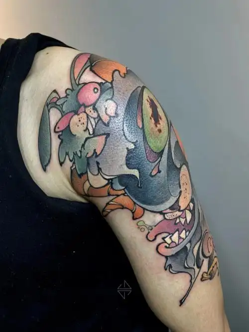 题材遮盖基本都是freehand现画咯～标志性的口水不能少#我的纹身分享