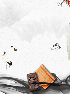 中式灰色水墨书法培训海报背景素材