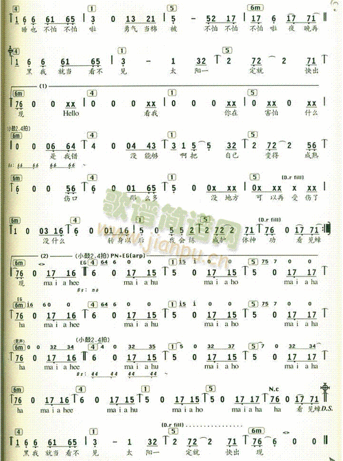 不怕不怕 歌谱简谱网