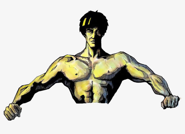 肌肉男李小龙的漫画造型