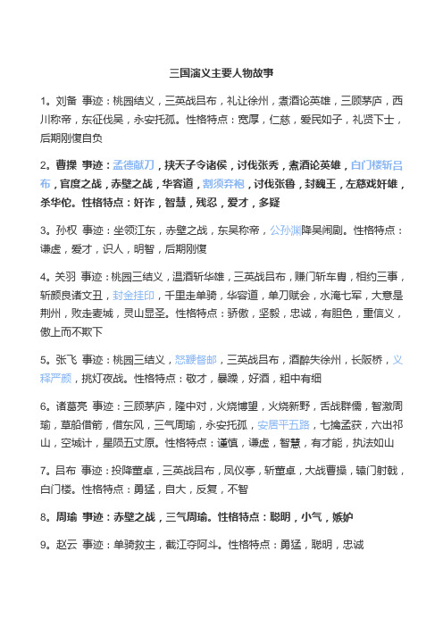 三国演义主要人物故事 1.