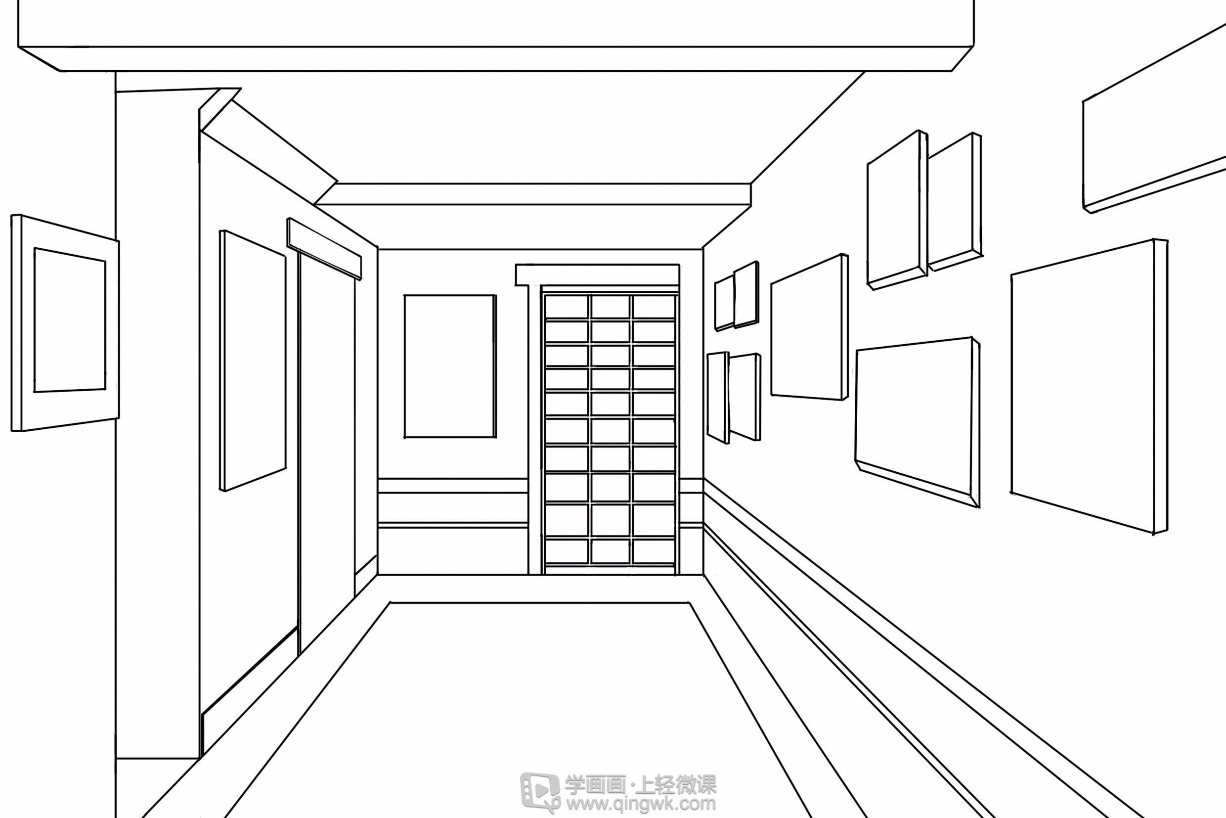 一点透视绘画基础透视训练