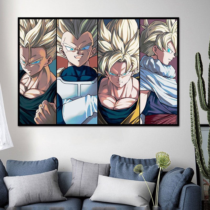 七龙珠diy数字油画 手绘填色减压画 卡通动漫赛亚人孙悟空油彩画