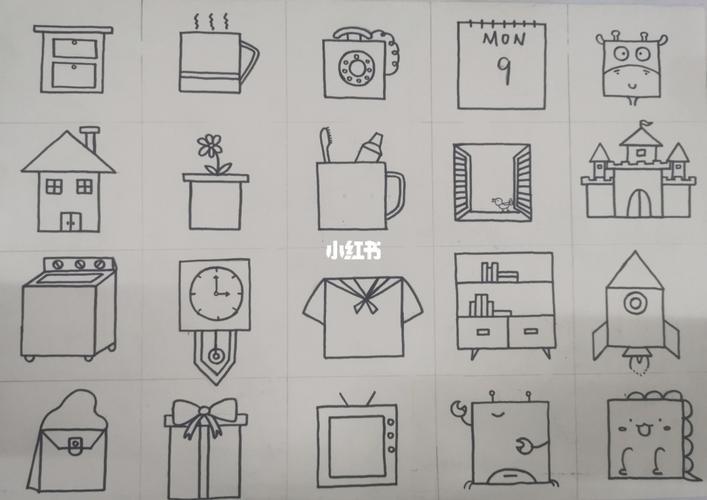 高端方形物品简笔画