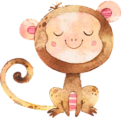 手绘水彩可爱卡通儿童热带动物水果树叶图案png免抠图片素材