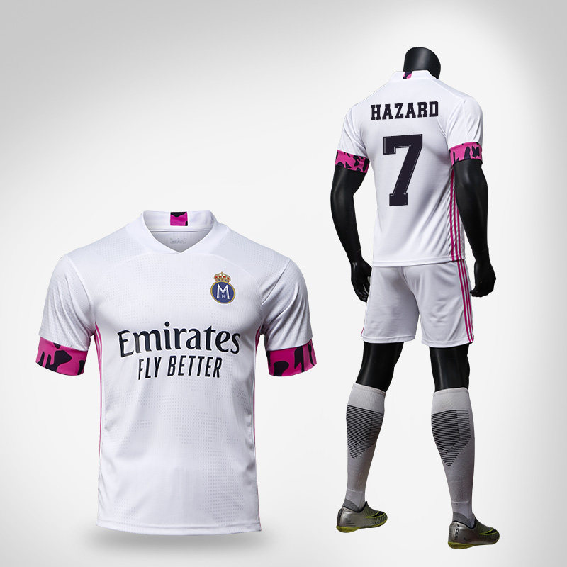 力皇马球衣2021新赛季7号阿扎尔比赛足球队服定制男士训练出场服