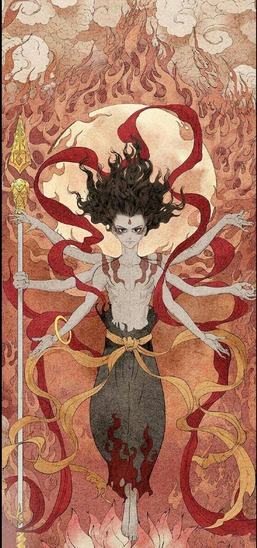 哪吒之魔童降世简笔画全身三头六臂