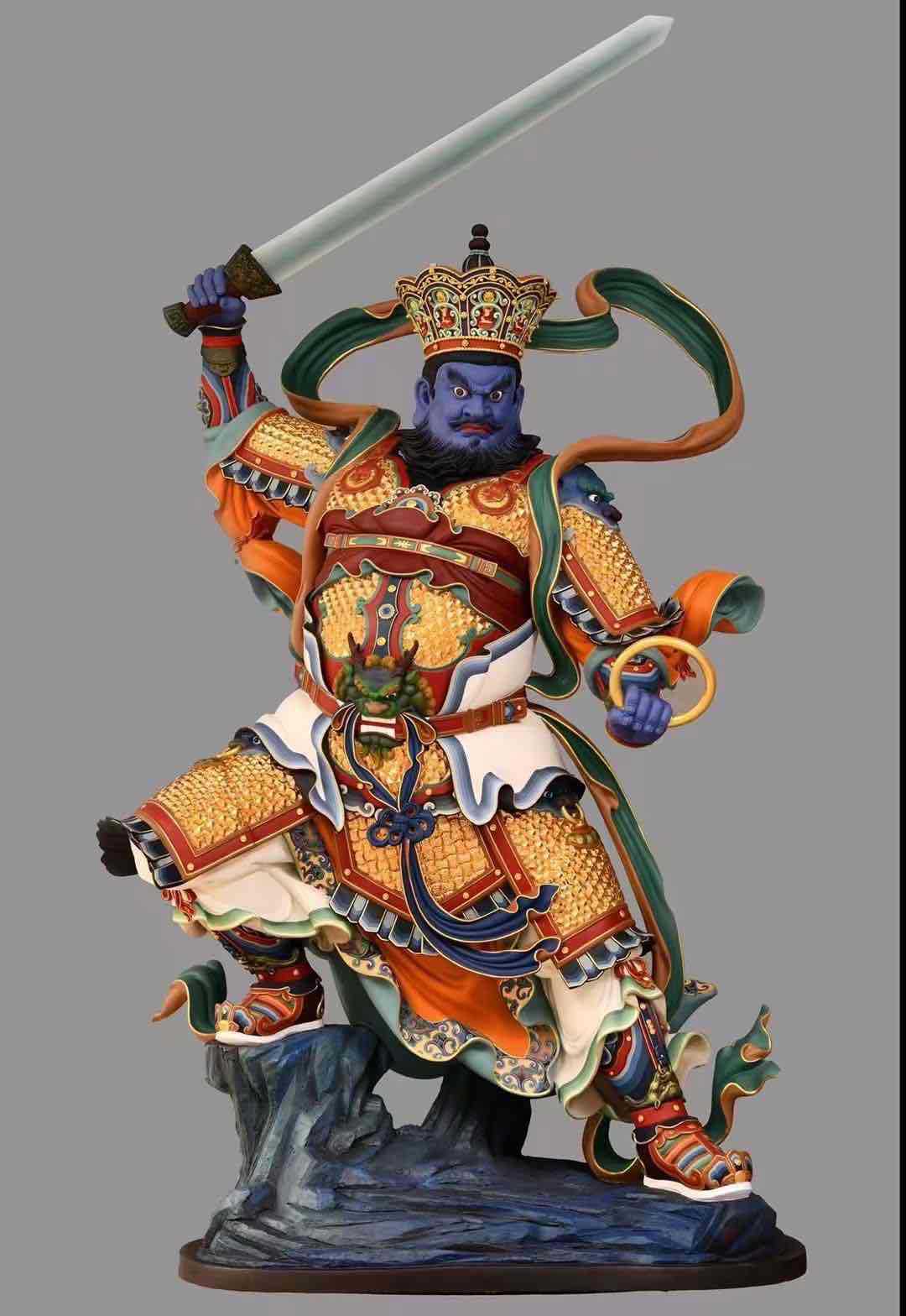 玻璃钢佛像批发 寺院神像四大天王彩绘贴金灵盛工艺