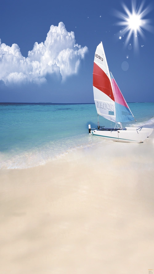 海滨风景帆船h5背景素材