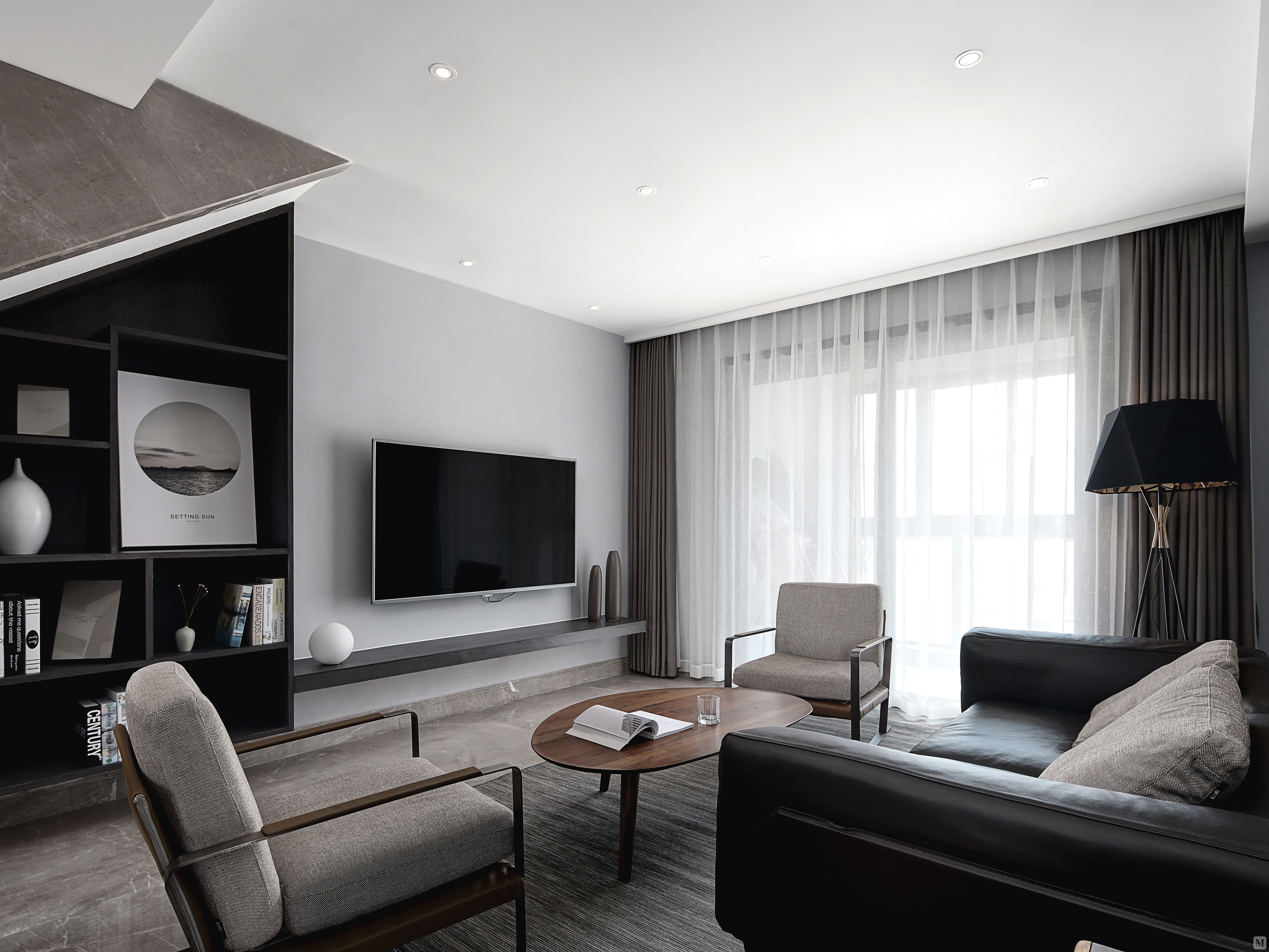 简约客厅窗帘装修效果图