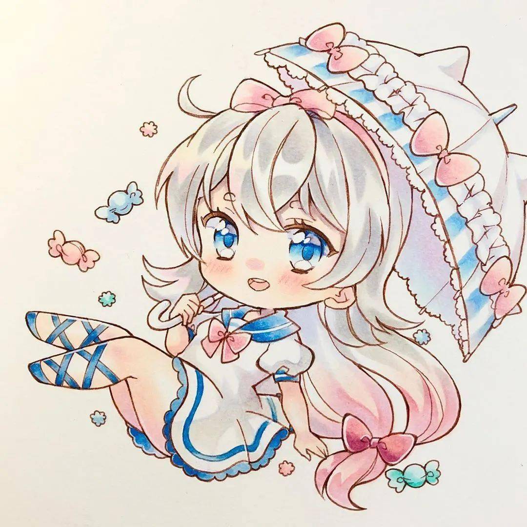 马克笔手绘丨超可爱q版小萝莉动漫手绘