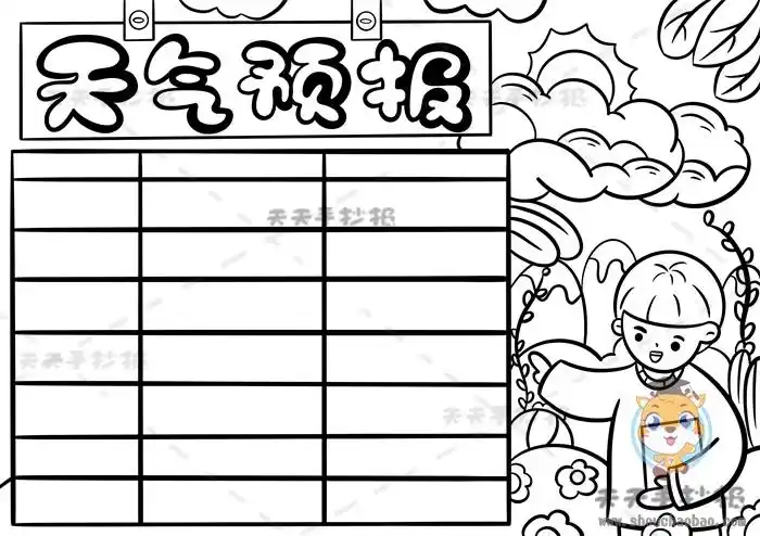 清晰简洁的天气预报手抄报画法,天气预报手抄报简单易学绘画说明